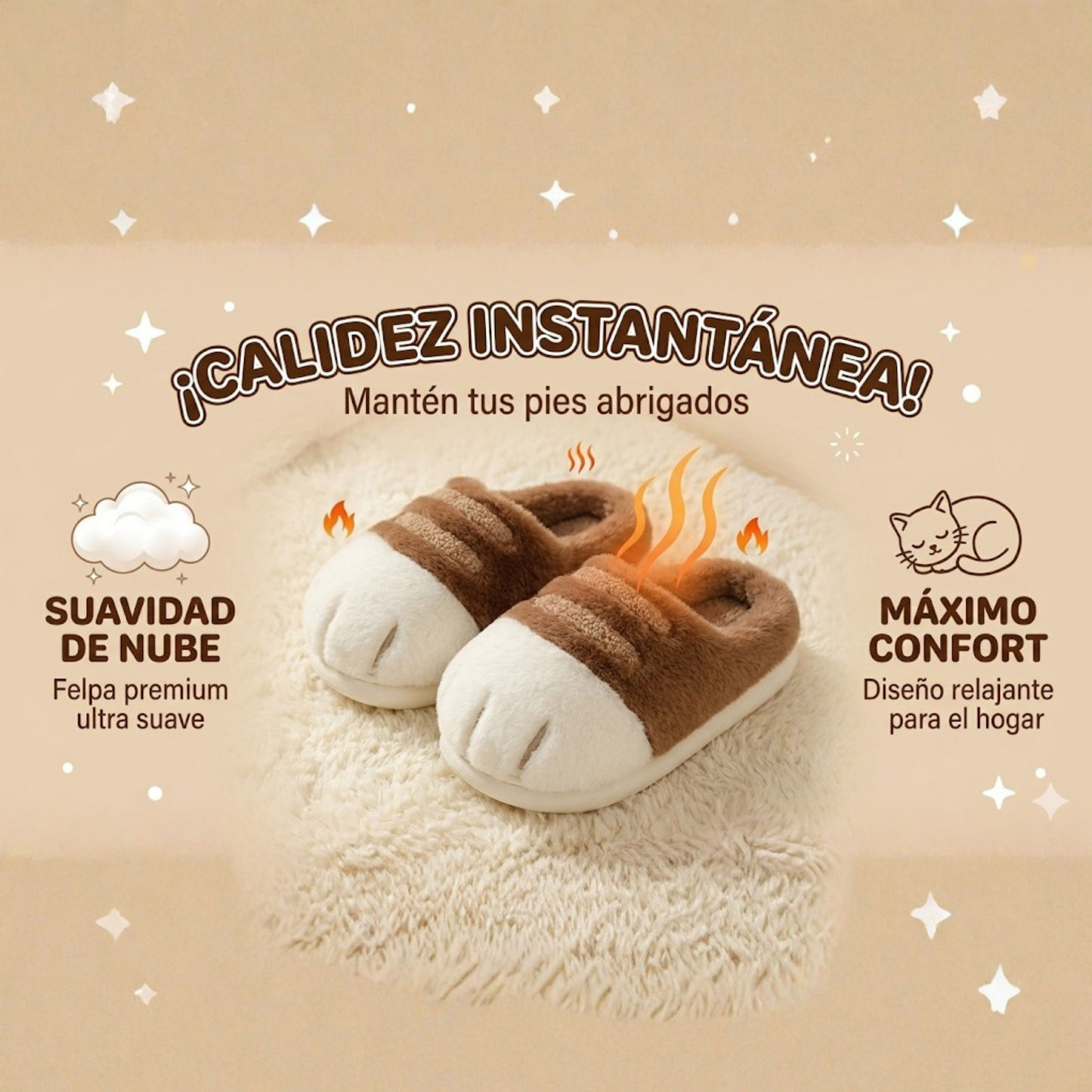 Zapatillas de Casa "Pata de Gato" - Pantuflas Suaves y Antideslizantes (Unisex y Niños).